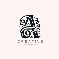 Obraz premium Minimal A Letter with leaf Typography Logo. Minimal and unique A Letter Calligraphy Logo design