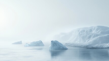 Serene arctic landscape with icebergs and calm sea