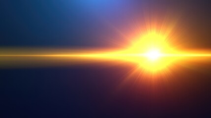 A vibrant sunrise with radiant light against a dark blue background.