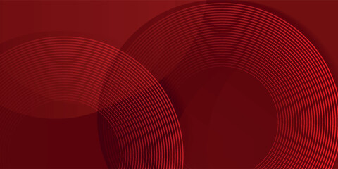 Abstract red background with glowing curve lines. Modern shiny red gradient geometric circle lines pattern. Futuristic concept. Suit for banner, brochure,