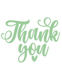 Thank you typography design on plain white transparent isolated background for card, shirt, hoodie, sweatshirt, apparel, tag, mug, icon, poster or badge