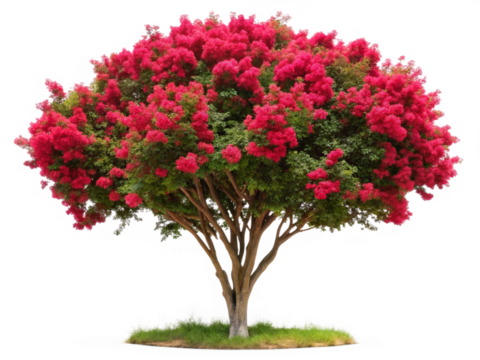 Ornamental tree Colorama Scarlet Crape Myrtle isolated on transparent background