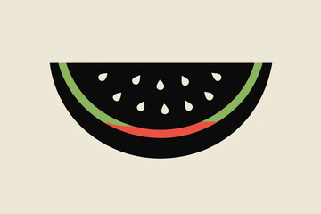 Delicious fruit watermelon silhouette black vector illustration