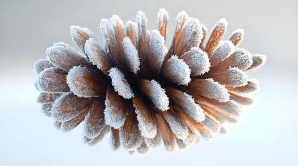 3D Floating Frosted Pinecone Isolated on White Background | Winter Season Symbol with Detailed Texture for Nature-Themed Infographics and Product Breakdowns