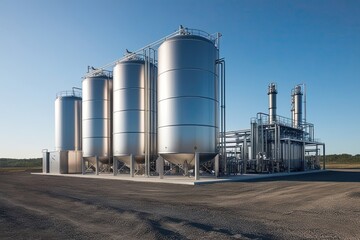 Advanced Hydrogen Energy Facility Featuring Large Metal Storage Tanks and Cutting-Edge Industrial Technology