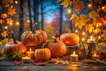 Obraz premium Creative layout made of brown leaves and acorns on pastel background. Autumn, fall, thanksgiving day concept.