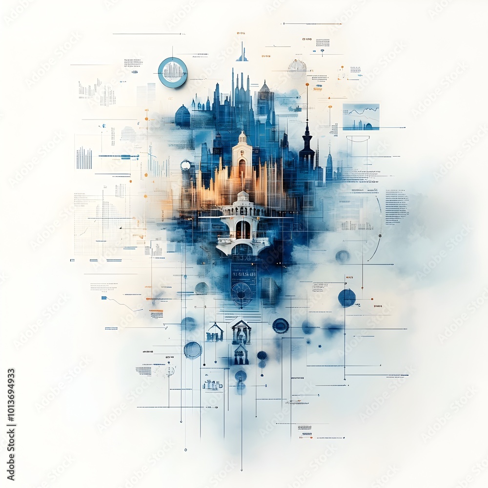 Poster this captivating digital delves into the intricate nexus of finance data analysis and visionary expr