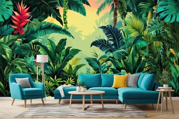 Fototapeta premium Stunning Tropical Jungle Art Print Colorful Home Decor for Nature Lovers