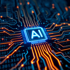 Futuristic AI Technology on a Circuit Board