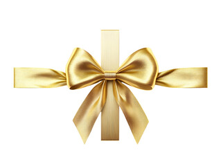 Fototapeta premium White gift voucher with gold ribbon and bow. Discount coupon. Isolated on white and transparent background, png