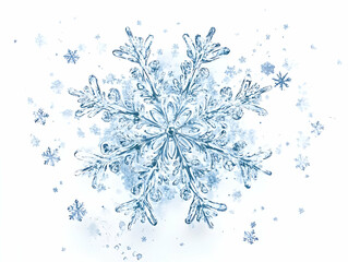 Elegant Flat Floating Snowflake Illustration with Intricate Icy Details on White Background for Winter-Themed Designs and Infographics