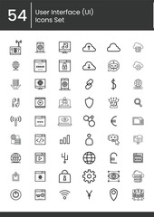 Computer web, UI, wireless, internet, connection, laptop, screen  icons set