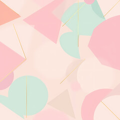 Chic Geometric Pattern with Pastel Tones and Gold Lines