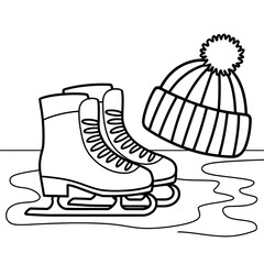 skates, hat and ice coloring