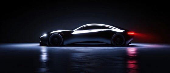 Luxury car with dark Background and AI generated Image copy space