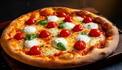 pizza with salami and tomatoes