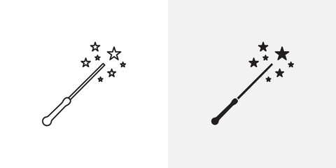 Icon of a magic wand, symbolizing fantasy, magic, or enchantment.