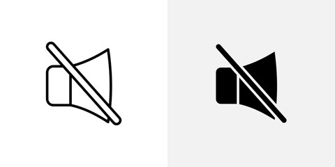 Icon of a crossed-out speaker, symbolizing silence or mute functionality.