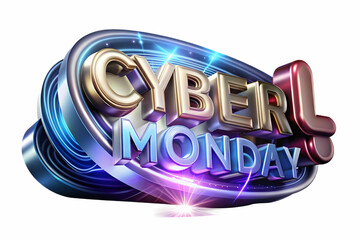 Cyber Monday Sale Price in Glowing Digital Space: Radiant Discounts Illuminated by Swirling Particle Effects in a Futuristic Theme - Stock Photo Concept