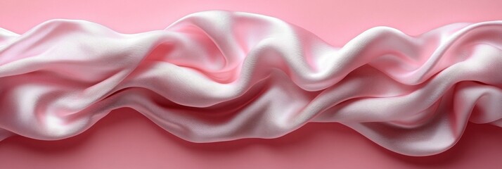 Fototapeta premium Elegant Pink Silk Fabric with Gentle Waves and Shadows