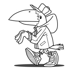 Cartoon Bird Character in Hoodie and Sneakers Walking