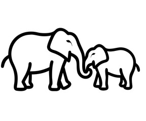 Elephant Set Silhouette isolated on white background