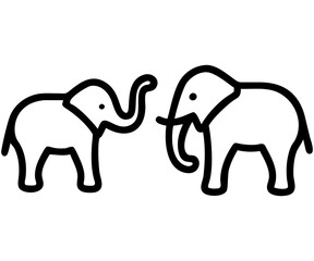 Elephant Set Silhouette isolated on white background
