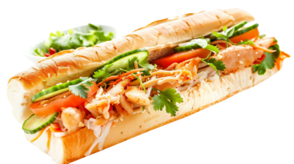 Banh Mi fast food isolated on transparent background, PNG