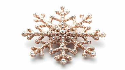 3D Glittering Snowflake Ornament Isolated on White Background - Intricate Patterns Ideal for Holiday Decorations and Winter Infographics