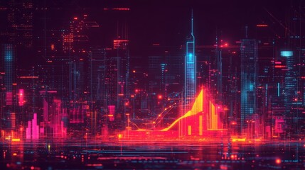 Fototapeta premium Dramatic Line Graph Illustrating OpenAI's Valuation Doubling in a Futuristic Tech Environment