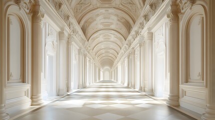 Elegant hallway with arches and soft natural light.