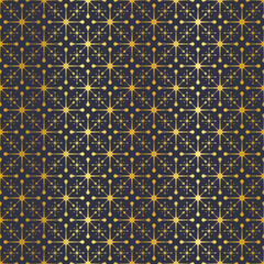 Gold Midcentury Modern Googie Jacks Star Abstract Geometric Seamless Vector Repeat Pattern