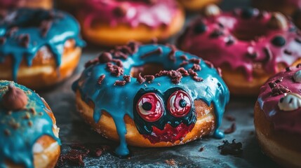 Spooky Vibrant Iced Halloween Donuts