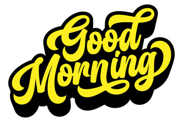 Words ‘Good Morning’ written in retro groovy three-dimensional script lettering