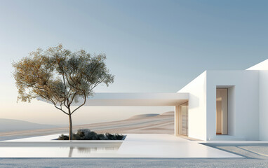 Fototapeta premium Minimalist modern architecture and spatial structure 