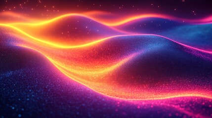 Fototapeta premium Abstract Wavy Landscape with Glowing Lights