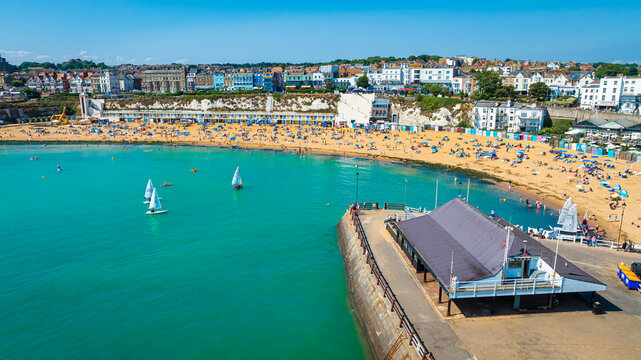 Aerial view of Broadstairs, a coastal town on the Isle of Thanet in the Thanet district of east Kent, England