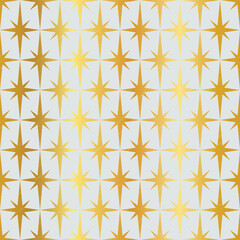 Gold Midcentury Modern Googie Star Abstract Geometric Seamless Vector Repeat Pattern