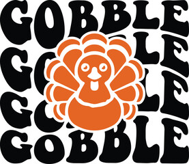 Gobble Thanksgiving typography clip art design on plain white transparent isolated background for card, shirt, hoodie, sweatshirt, apparel, card, tag, mug, icon, poster or badge