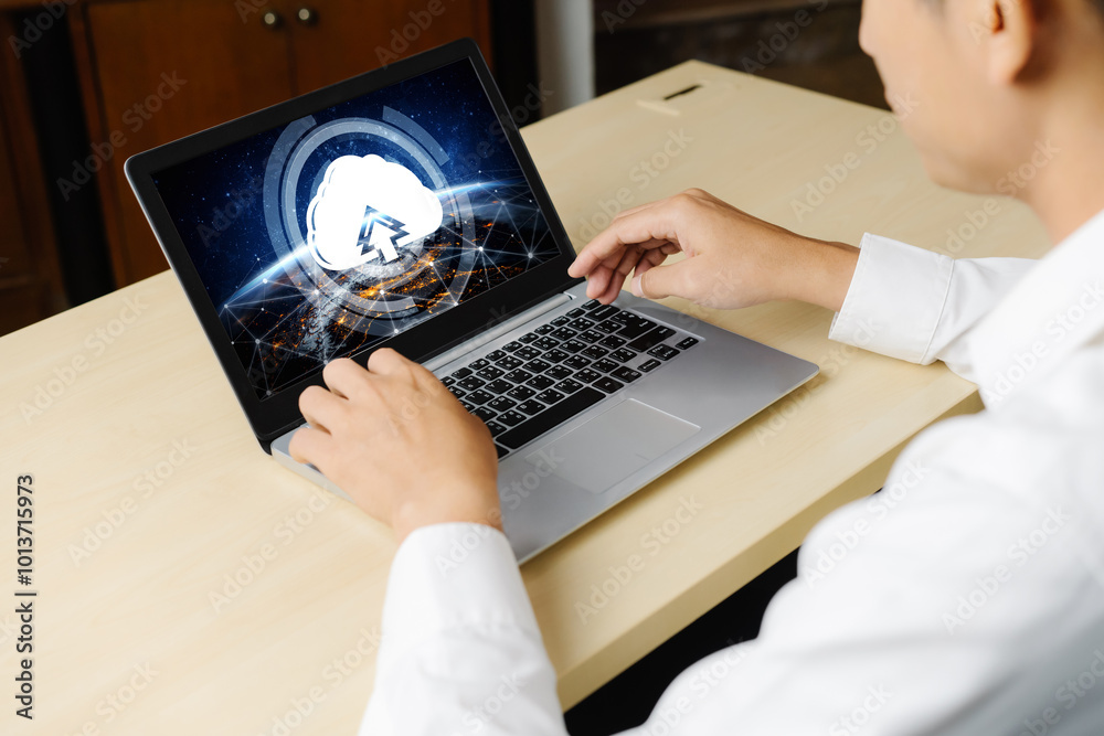 Poster cloud computing software for modish remote work and personal data storage