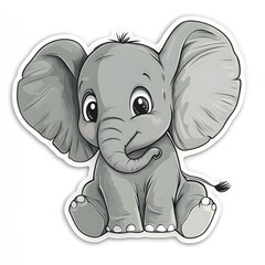 A cute elephant with a big smile on its face. The elephant is sitting down and looking at the camera © Johari