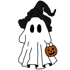 halloween pumpkin and ghost
