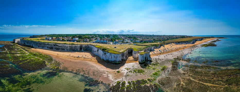 Aerial view of Botany Bay, a bay in Broadstairs facing the north sea, Kent, England