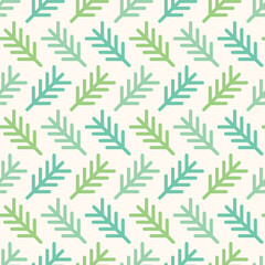 Pastel Green Evergreen Pine Tree Twig Branches Seamless Vector Repeat Pattern