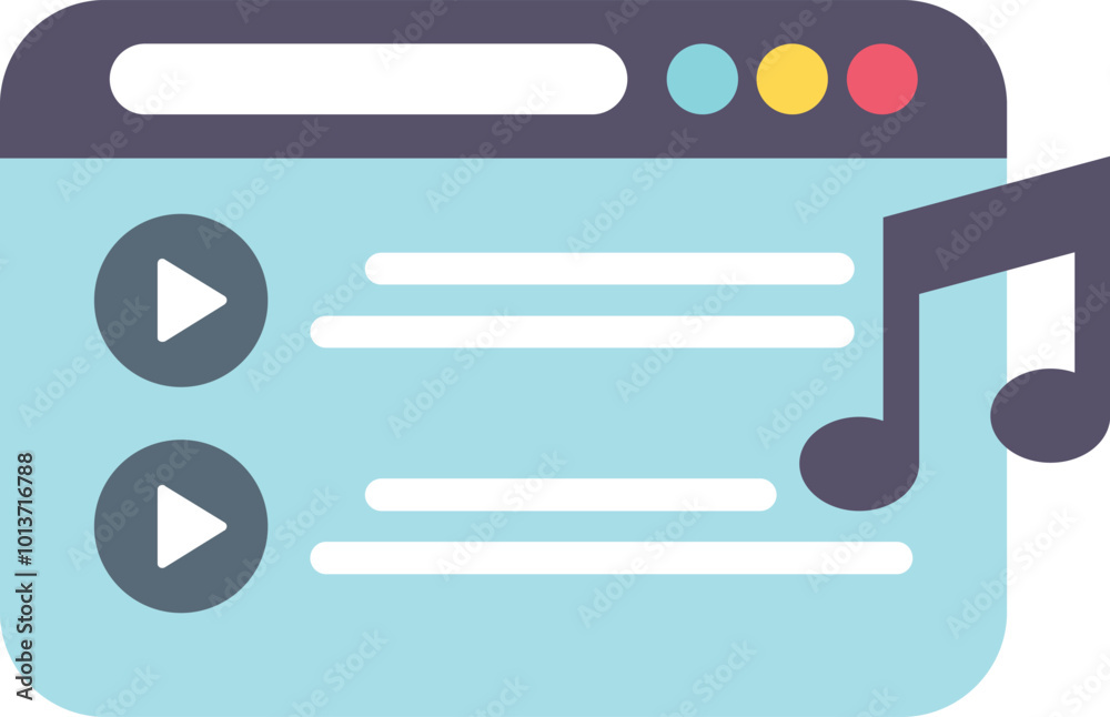 Poster this minimalistic vector illustration depicts a music streaming website interface displaying a playl