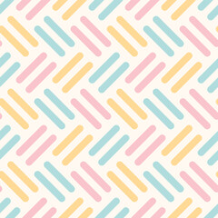 Adorable Pink Blue Yellow Pastel Herringbone Threads Geometric Seamless Vector Repeat Pattern