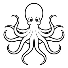 funny octopus illustration line art