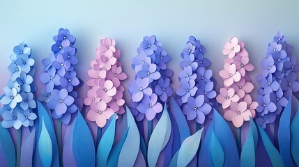 Lilac hyacinth blossoms in a garden Delicate floral bloom Aesthetic springtime flower Lilac hyacinth flowers in a garden aesthetic