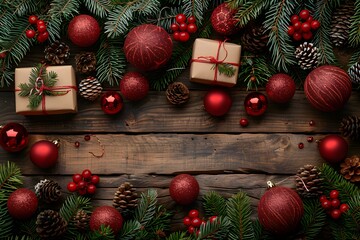 Festive Christmas Holiday Gift and Ornament Arrangement for Seasonal Decoration