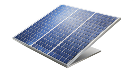 Isolated photovoltaic panel on white background, generating clean solar energy under sunlight